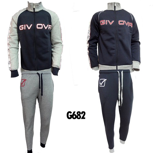 Tuta Homewear Uomo Givova Cotone Felpato Full Zip Varie Taglie Art. G682